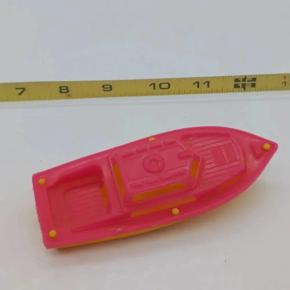 Vintage Red and Yellow Plastic Boat tub toy